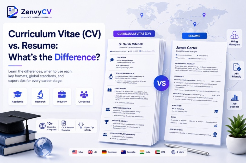Difference between Curriculum Vitae (CV) and Resume